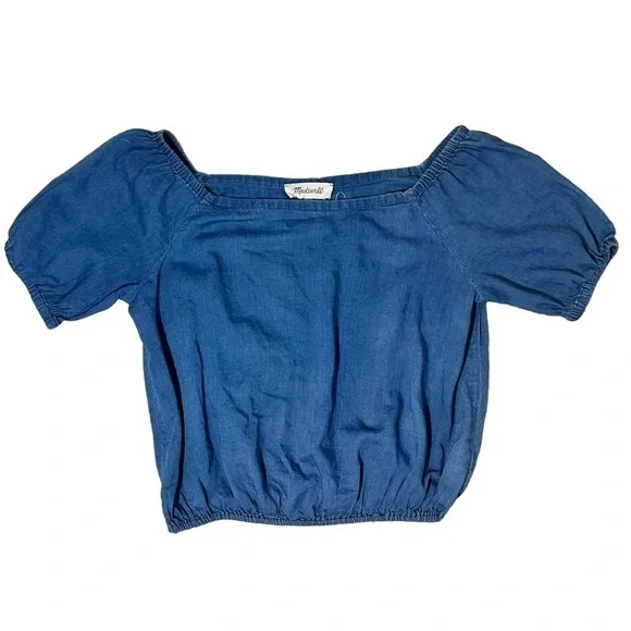 Madewell Indigo Off-the-Shoulder Bubble Top Sz XS - Picture 4 of 8
